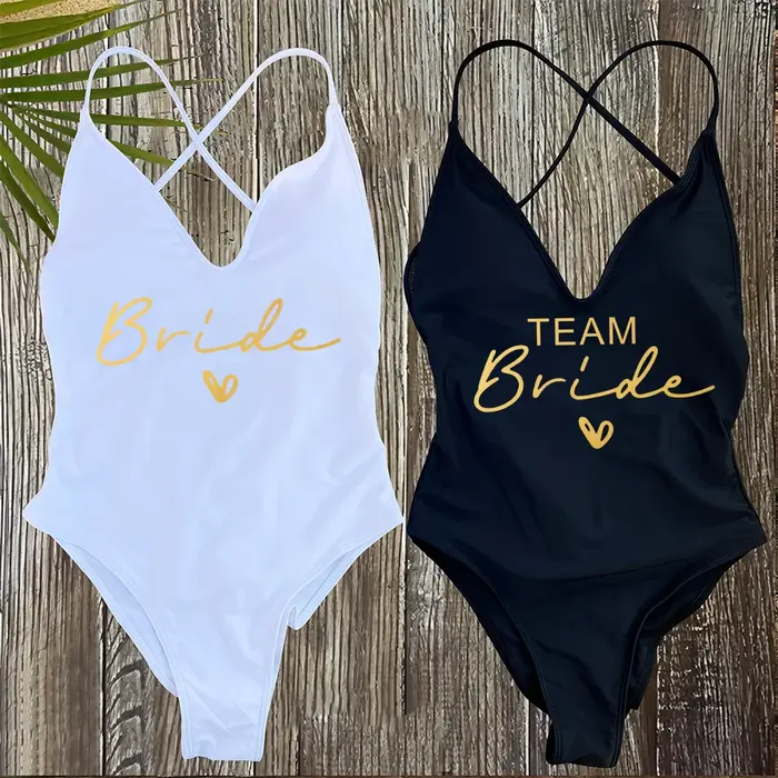 Sexy rembourré une pièce maillot de bain femmes équipe mariée maillots de bain Bikini été maillot de