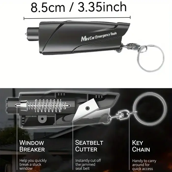 Marteau de sécurité pour voiture, kit de secours d'urgence, couteau porte-clés, coupe-ceinture de sécurité, brise-vitre, marteau de secours en cas d'urgence
