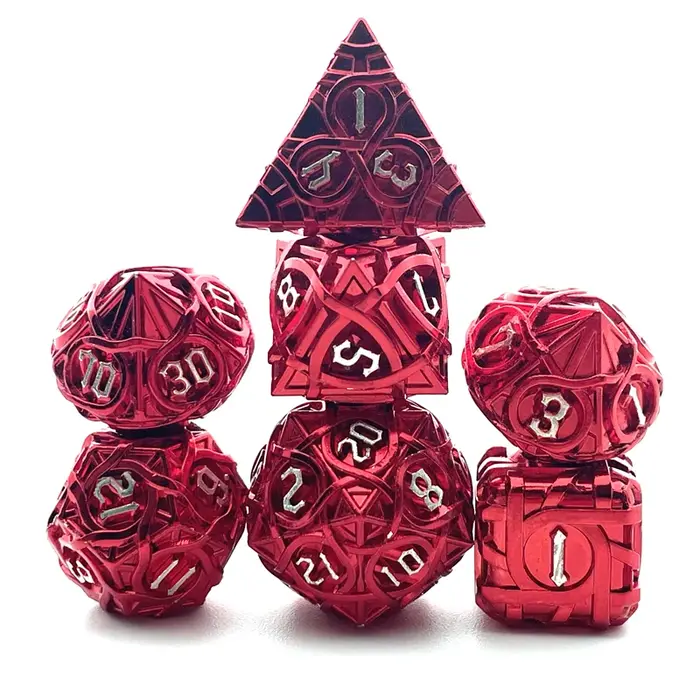 7pcs métal dés labyrinthe modèle accessoires numériques polyèdre moule set cadeau multicolore Vintag
