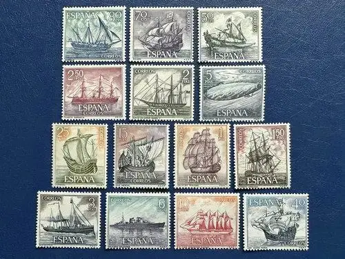Timbres-poste d'espagne année 1986 Armada espagnole gravé ensemble réel nouveau 14 tampons-poste à c