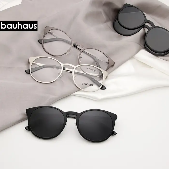 X106 bauhaus lunettes à monture magnétique en métal pour homme ou femme