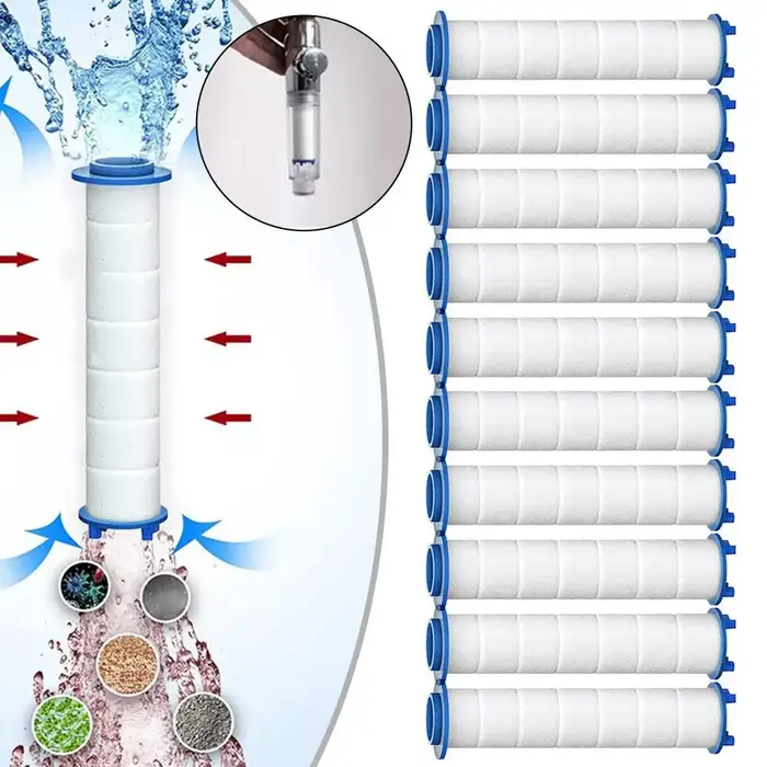 10 cartouches de remplacement pour filtre à eau de douche, outil de nettoyage de l'eau de douche, ca