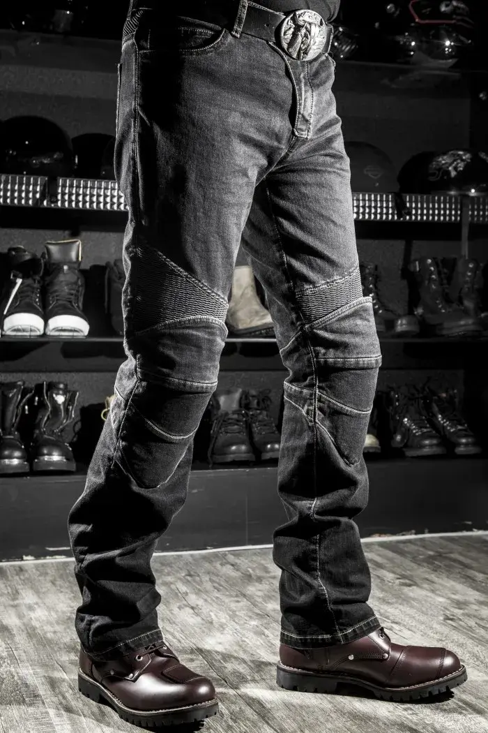 Pantalon de moto tout-terrain avec protections genou et hanches pour hommes couleurs bleu noir grandes tailles pour motards et randonneurs