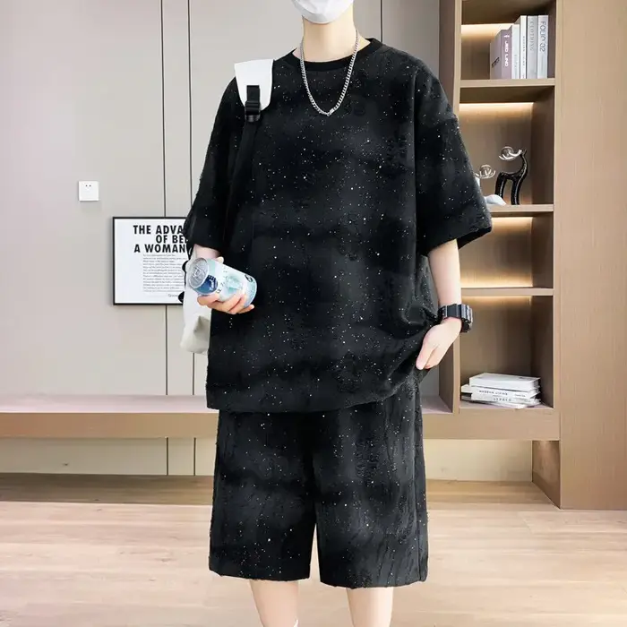 Ensemble décontracté d'été 2026 pour hommes - T-shirt à manches courtes et short 2 pièces style stre