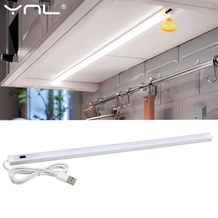 5V USB LED sous l'armoire cuisine lumières 3 couleurs 30/40/50cm main balayage capteur lampe haute l