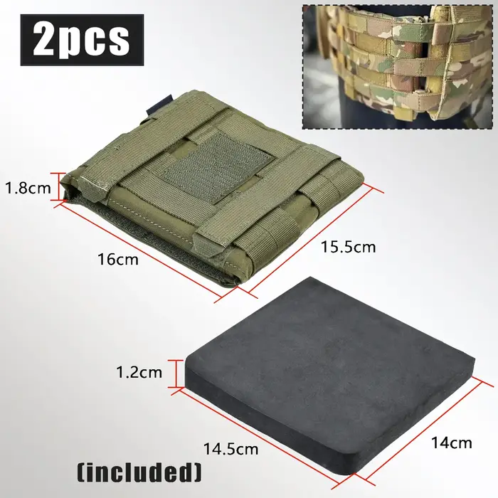 Poche latérale tactique pour plaque balistique JPC2.0 - Étui camouflage MOLLE pour gilet de chasse et protection