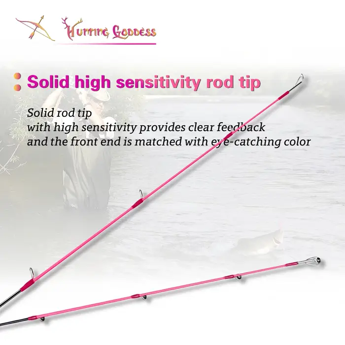 Canne à pêche en carbone Hunting Goddess 1.35/1.5/1.68/1.8m 5 pieds UL Super Légère Rose Pointe Solide Action Rapide pour Femme