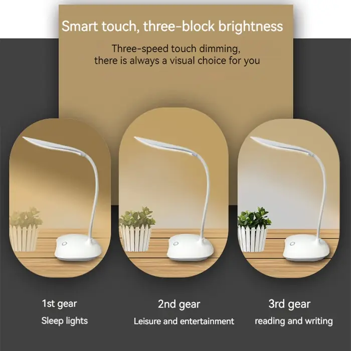 LED lampe de bureau USB charge lampe de chevet étude Protection des yeux 3 niveaux réglage de la lum