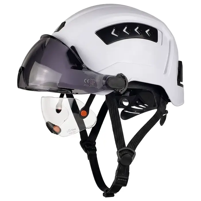 Casque de sécurité CE ANSI avec double visière coulissante et ventilation, en ABS, pour chantier de 