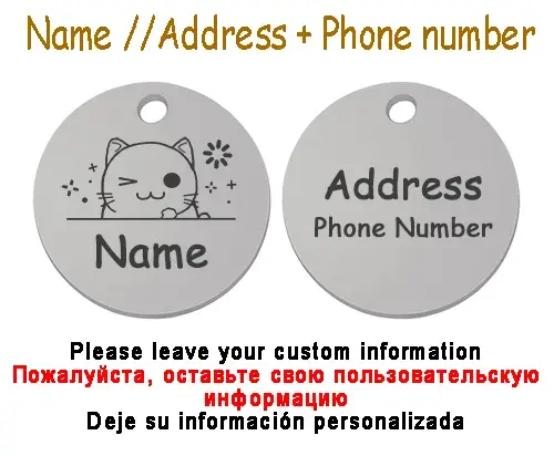 Collier personnalisé avec nom de chien et chat, accessoires circulaires personnalisés, étiquette d'i