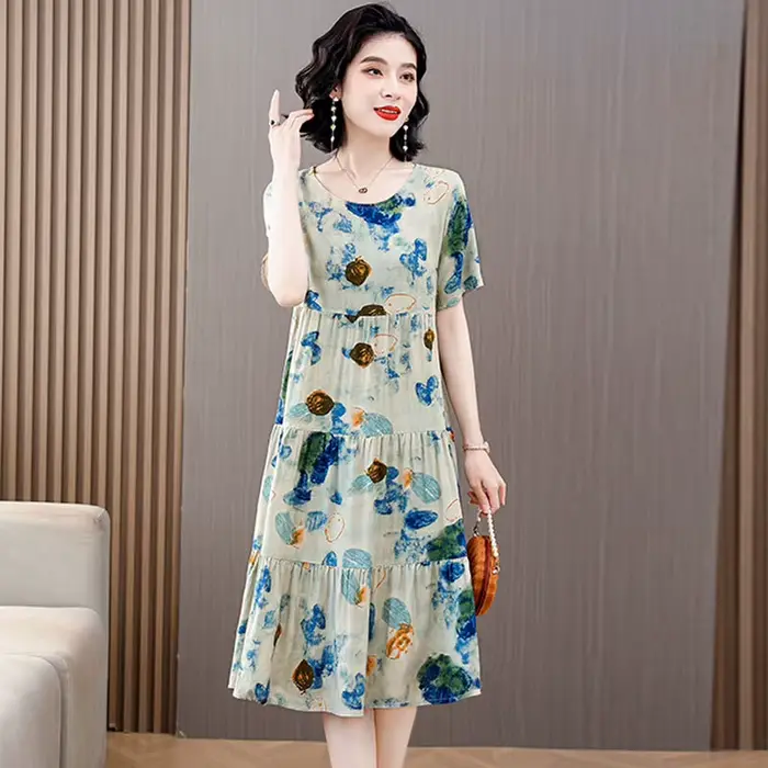 Robe de nuit en coton rayonne ample florale pour femmes, chemises de nuit de nuit, vêtements de nuit, 5XL, pour les nuits chaudes d'été, occasions spéciales