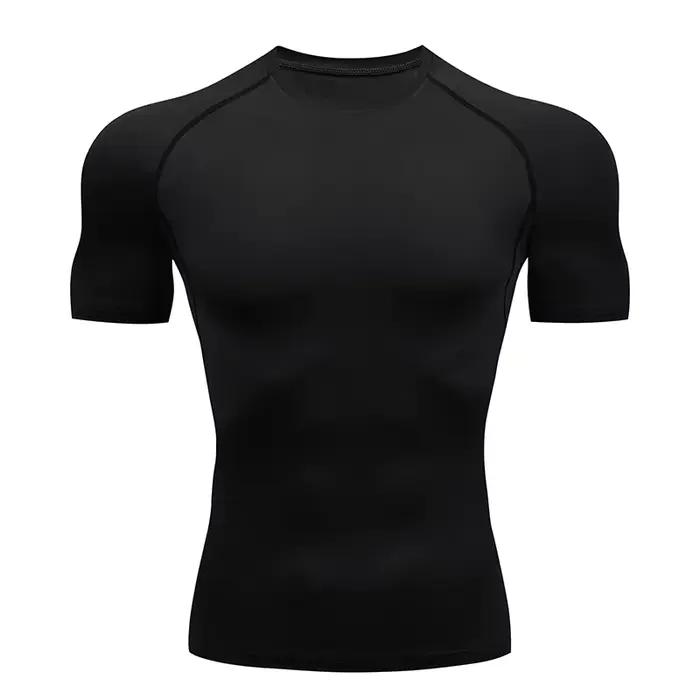 Hommes course Compression T-shirt à manches courtes Sport t-shirts Gym Fitness sweat mâle Jogging su