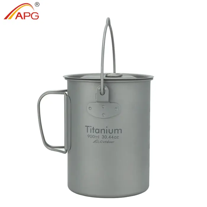 APG 0.9LT titane tasse suspendue tasse d'eau tasse marmite Camping en plein air ustensiles de cuisin