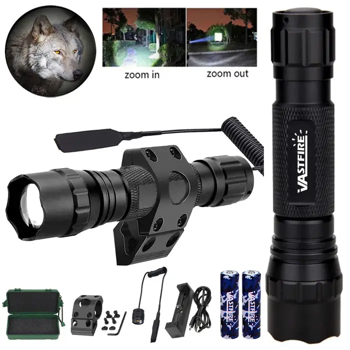 Lampe de poche super lumineuse, torche zoomable, haute puissance, chasse nocturne, camping en plein 