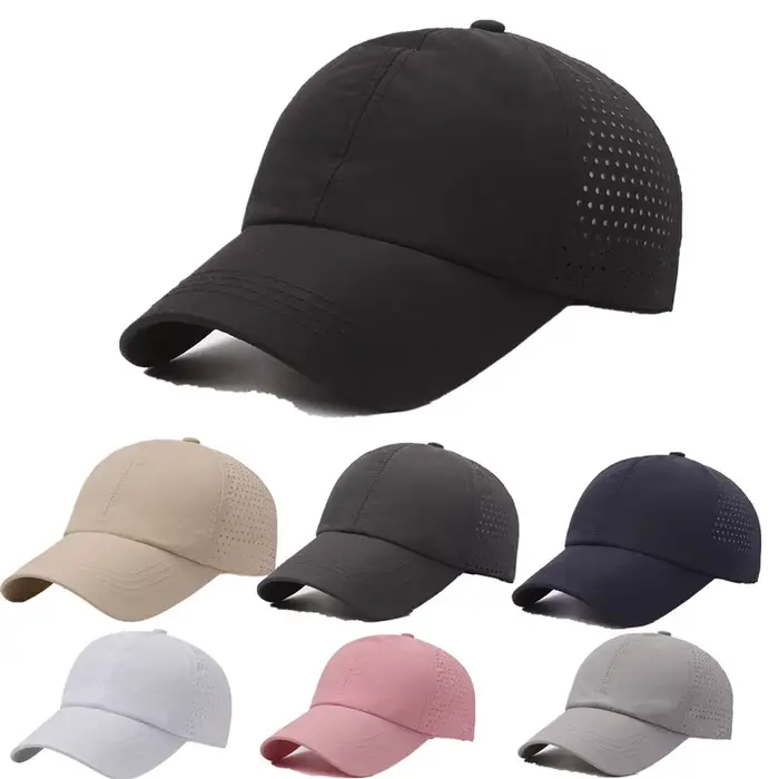 Casquette noire sport Dry Fit été homme - Chasse randonnée respirante ajustable couleur unie