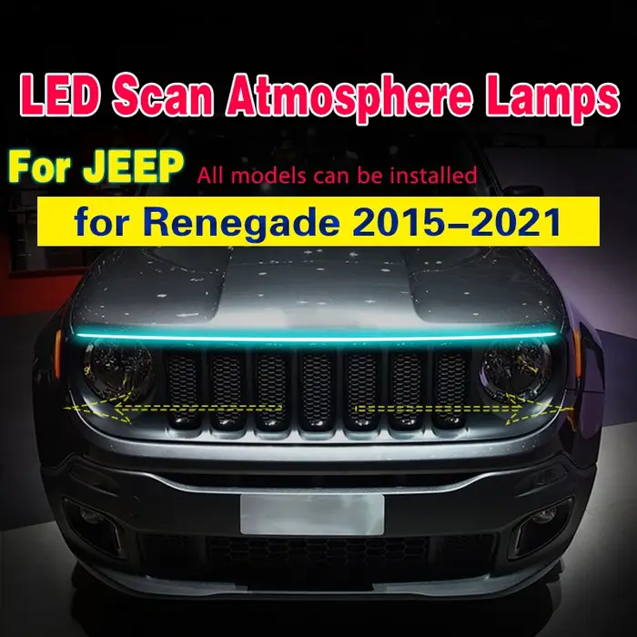 Feux de jour de démarrage à balayage LED, feux DRL pour Jeep Renegade 2015-2021, 12V, voiture flexib