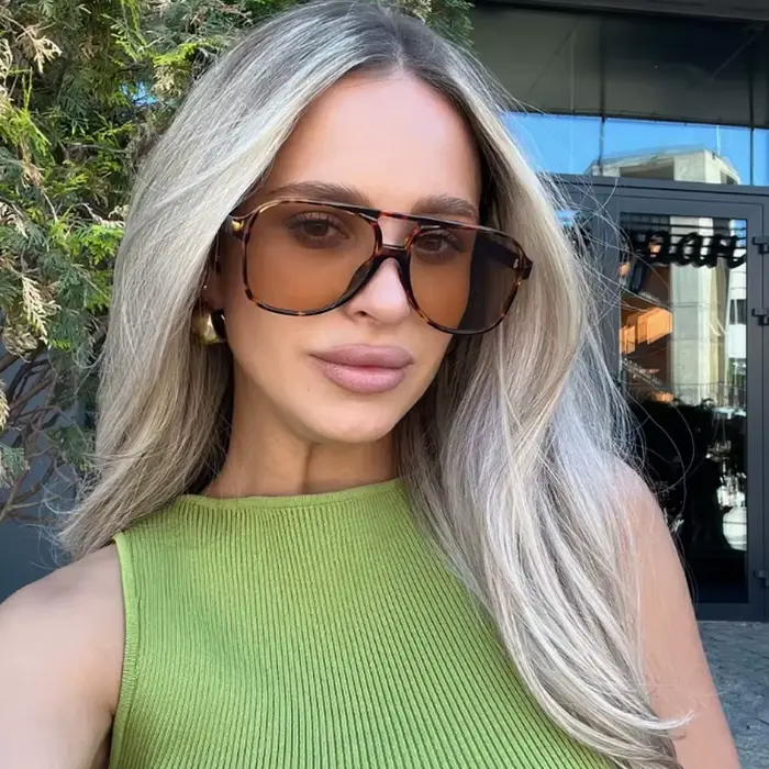 Lunettes de protection mode grand cadre carré femmes lunettes de soleil lentille colorée dégradé lun