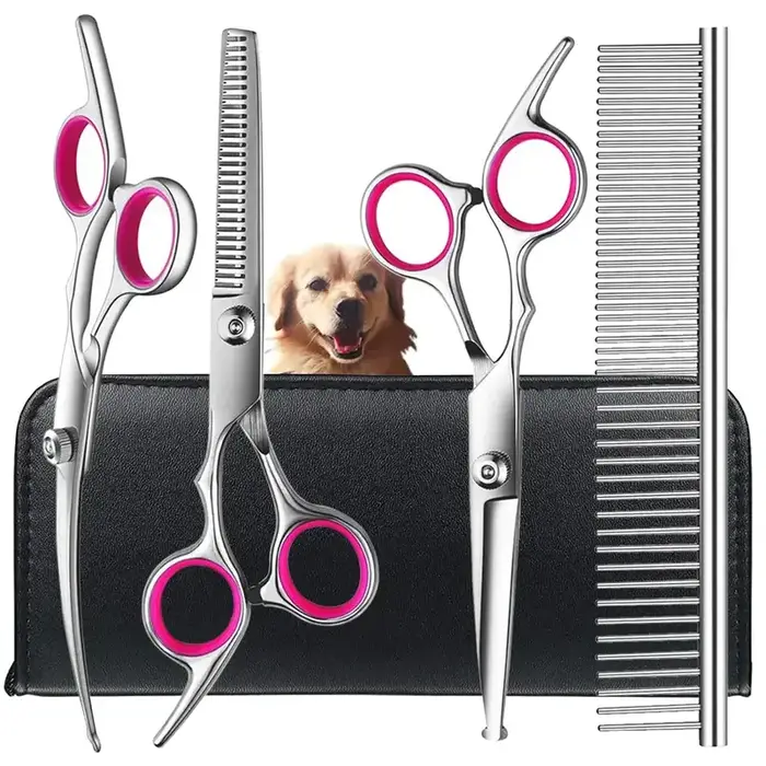 Ciseaux sûrs pour animaux de compagnie, 4 pièces, ciseaux de toilettage ambidextes en acier inoxydab