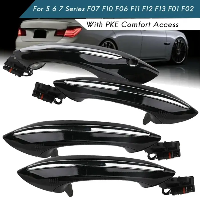 4X noir extérieur extérieur confort accès poignée de porte ensemble pour BMW 5 6 7 série F07 F10 F11