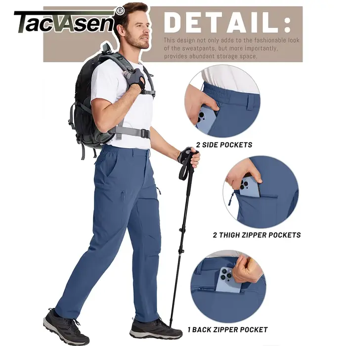 Pantalon cargo TACVASEN léger imperméable pour randonnée chasse pêche - séchage rapide homme