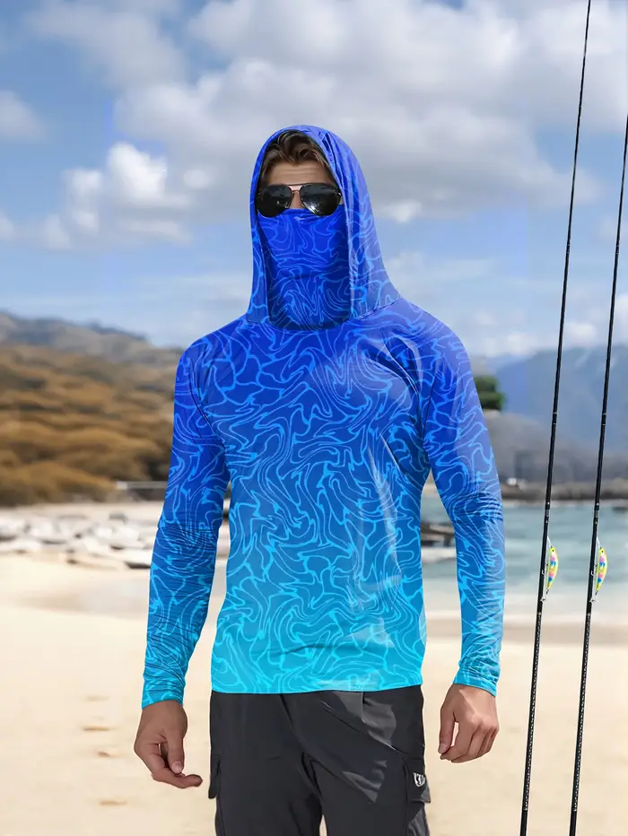 Vêtements de pêche à capuche pour hommes avec protection UV, adaptés à la randonnée, confortables et