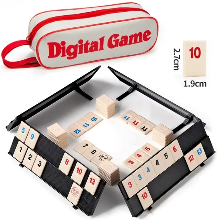 Jeu de cube Rummy avec 4 supports, ensemble de jeu de 106 cube Rummy avec étui portable, ensemble de