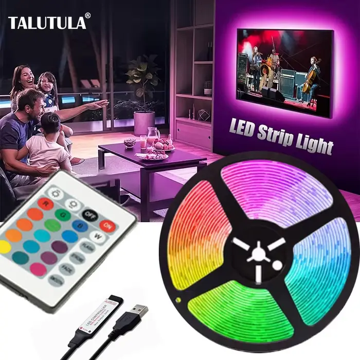 Guirxiété lumineuse LED multicolore RVB pour la décoration de la maison, rétroéclairage de bureau d'