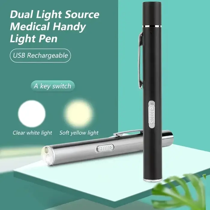 Lampe de poche médicale aste USB, mini lampe de poche LED pour soins infirmiers, lampe torche avec p