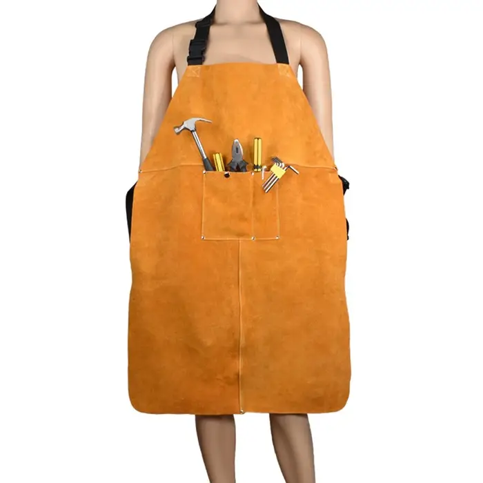 Tablier de soudeur en peau de vache, vêtements de travail, tablier de soudage en cuir, vêtements de 