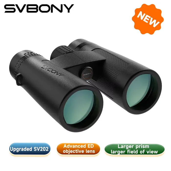 Jumelles SVBONY SV202 ED grand angle 8x32/8x42/10x42 - Prisme BAK4, étanche IPX7 pour ornithologie et camping