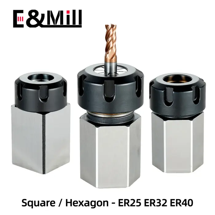 Nouveau bloc de mandrin carré ER25 ER32 ER40, siège de mandrin à ressort hexagonal en acier dur pour