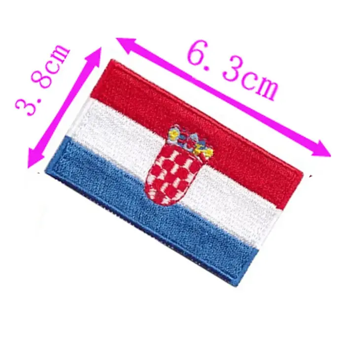 Patch brodé du drapeau de la Croatie, 6,3 cm de large, à coudre ou à repasser
