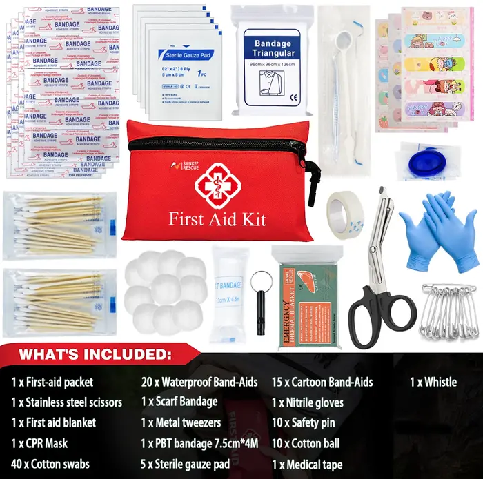 Trousse de premiers secours 110 pièces, soins à domicile, Kits médicaux compacts et imperméables pou