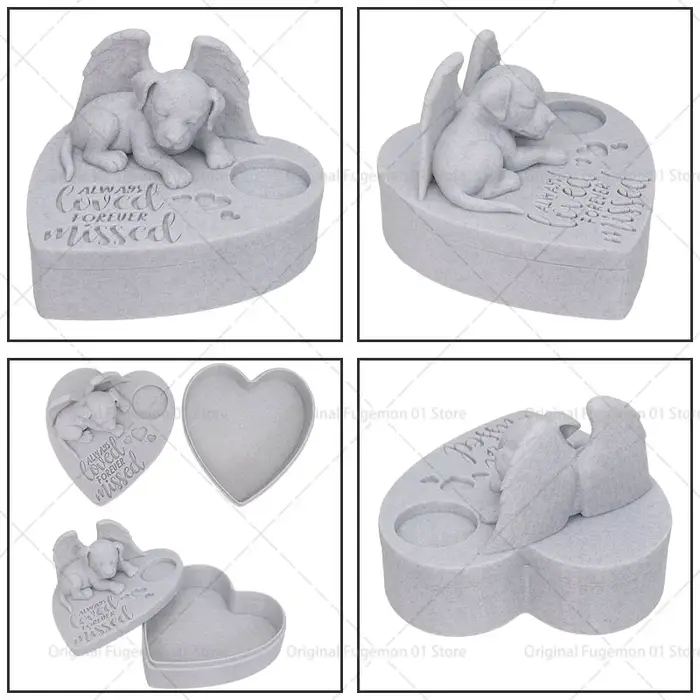 Urne Commémorative pour Chiens et Chats Cadeau Funéraire Boite de Rangement Poils Dents Animaux de Compagnie Porte-Bougie Occasions Spéciales