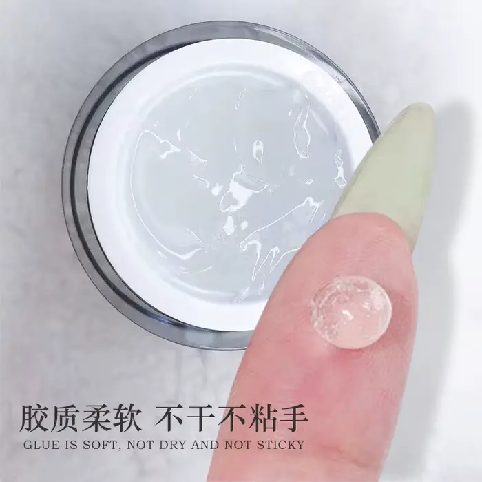 Colle Gel solide pour faux ongles, 1 pot, faux pointes en acrylique transparent, presse sur Poly con