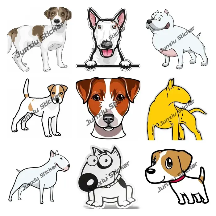 Autocollant mignon Schnauzer Jack Russell Terrier chien dessin animé Bull