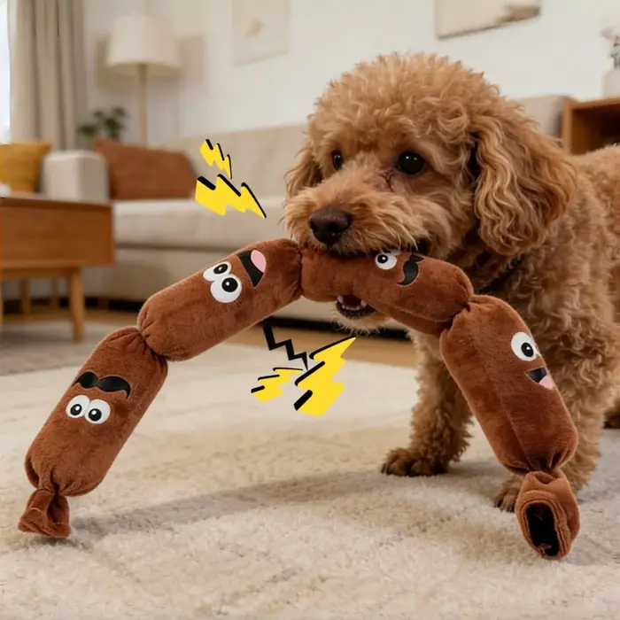Jouet à mâcher en peluche en forme de saucisse pour chiens : avec son BB qui couine à la pression, r