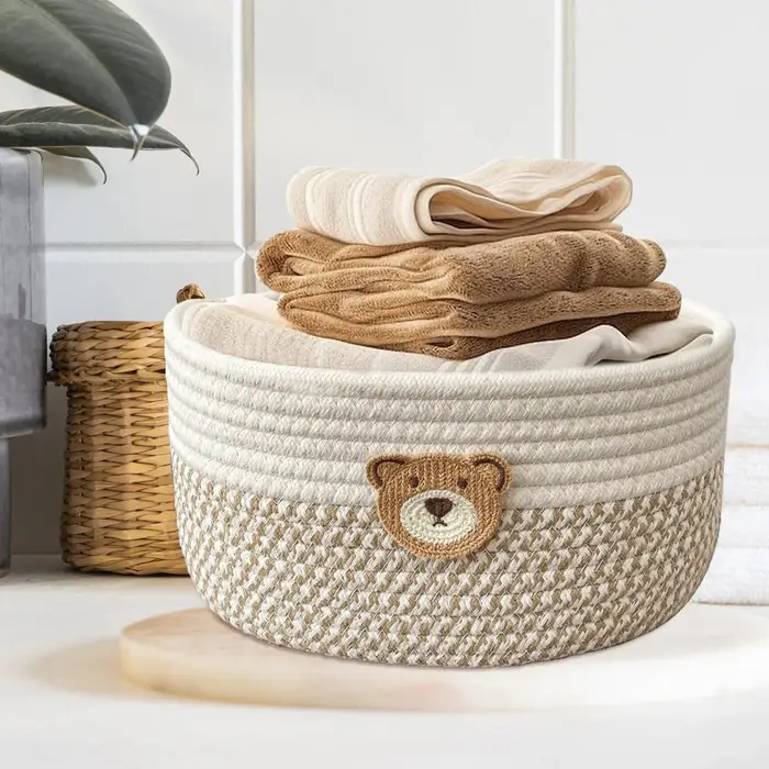 Panier de rangement en corde de coton pour jouets de chien boite organisatrice décorative peu encombrante chambre buanderie salon occasions spéciales