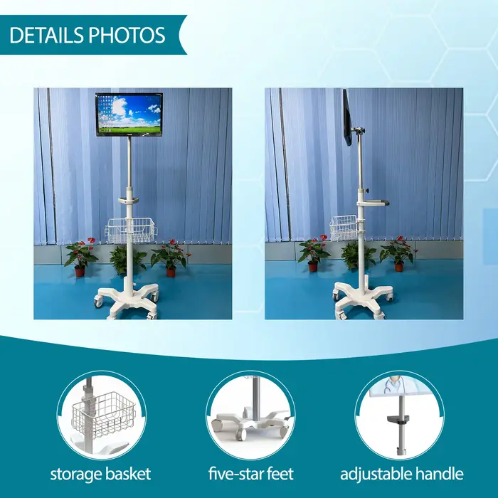 Chariot médical multifonctionnel Airow pour endoscopie, échographie, moniteur, ordinateur, ECG, usag