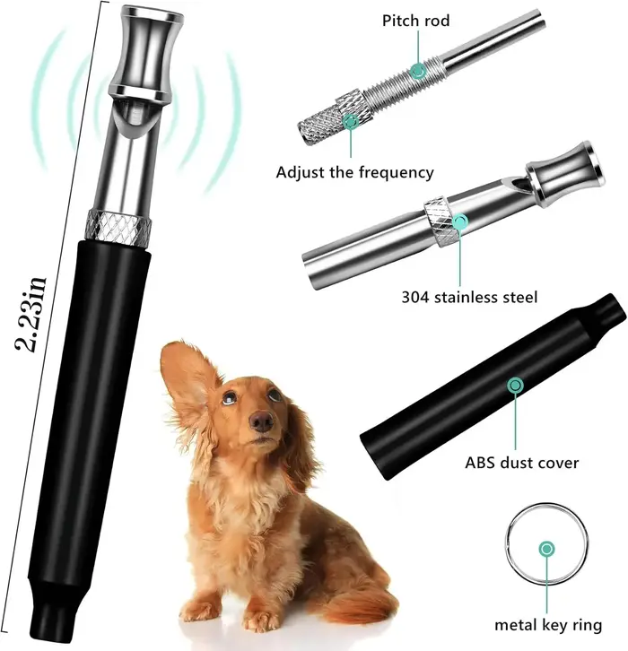 1 Pack Sifflet à ultrasons silencieux réglable pour chien, anti-aboiement de voisin, entraînement de