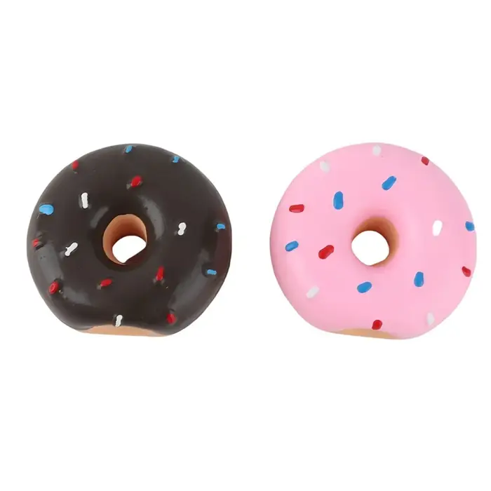 2 Pièces Premium Donut pour Chien en Latex, Couleurs Assorties, Sonore, Texture Douce, Forme de Donu