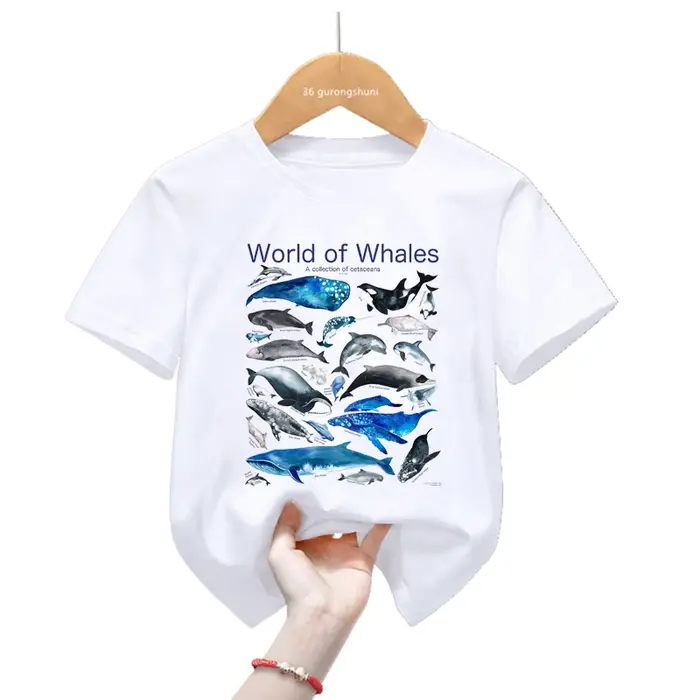 Monde des baleines impression graphique T-Shirt filles/garçons Harajuku Kawaii enfants vêtements dauphin T-Shirt été à manches courtes T-Shirt