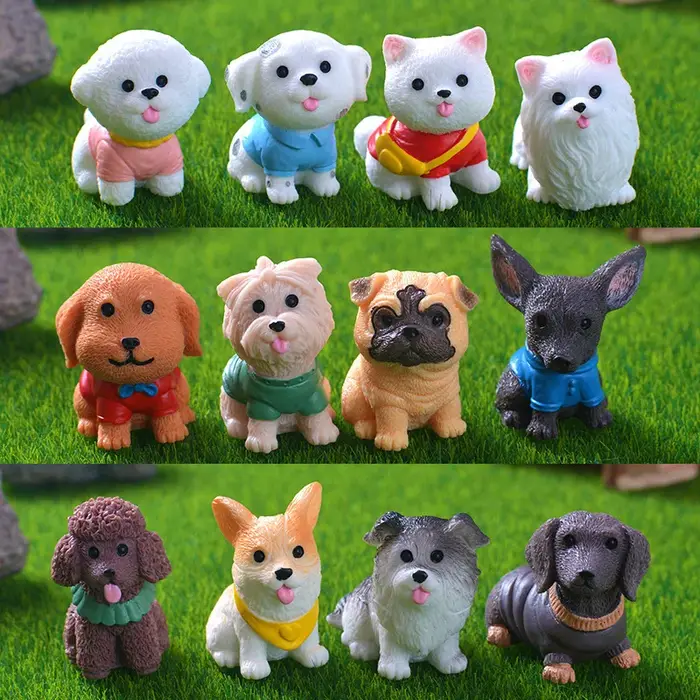 Figurines miniatures de chien de compagnie