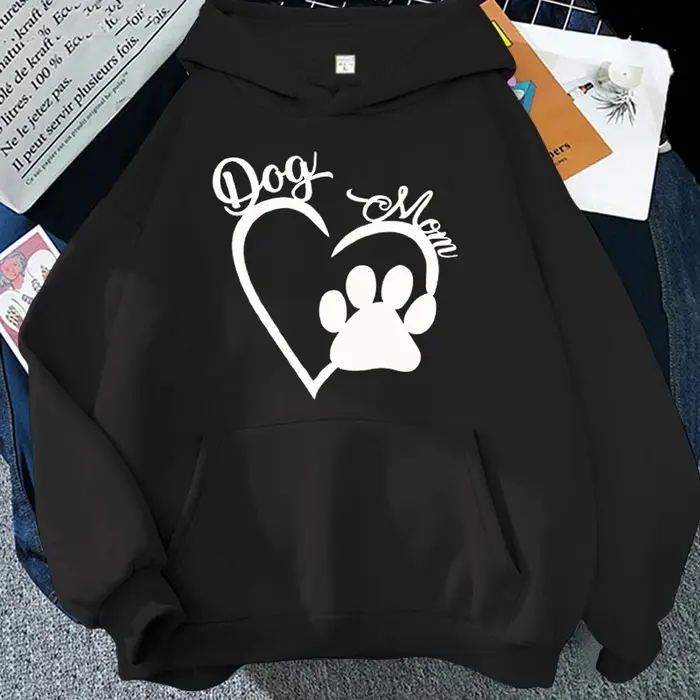 Sweat à capuche de sport à manches longues pour femme, sweat-shirt en coton, pull patte de chien, do
