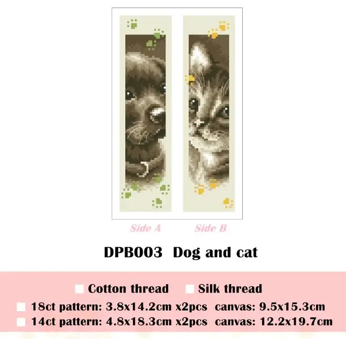 Modèles de chiens tigre des deux côtés signets kit de point de croix compté 18ct 14ct tissu plastiqu