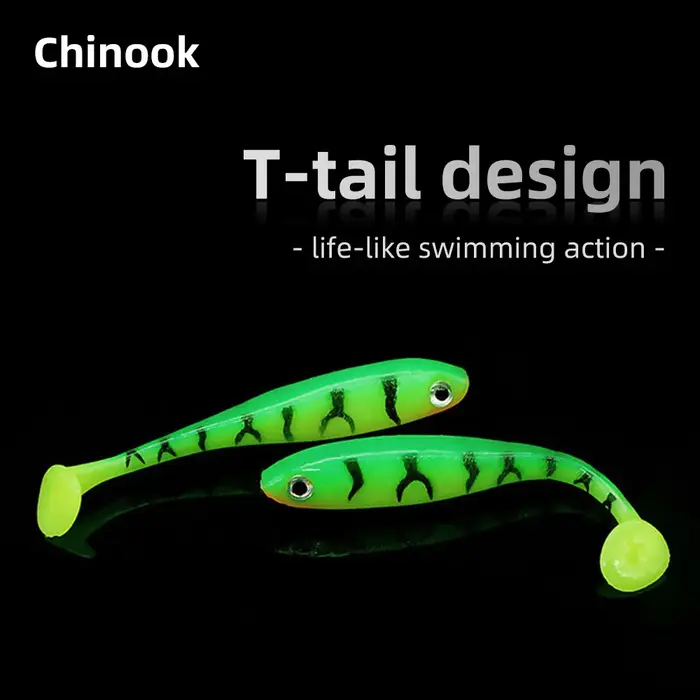 Chinook SoftBait leurre queue de pagaie queue d'ombrage 65mm 5 pièces appât de poisson en plastique 