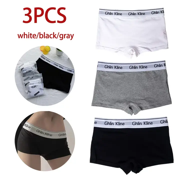 Boxer unisexe, sous-vêtements pour femmes, short de sport pour Couple, culotte de Yoga en coton, 3 pièces