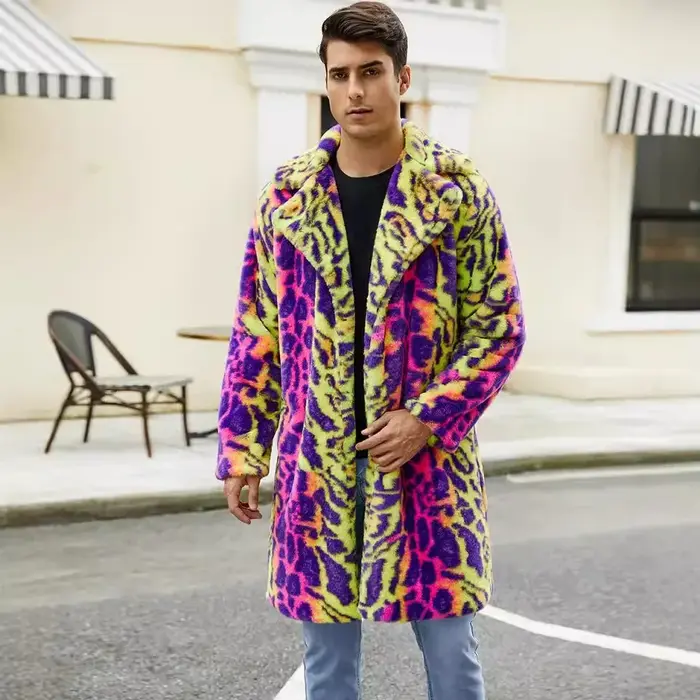 Manteaux en fausse fourrure pour hommes, nouvelle mode européenne et américaine, léopard coloré, déc