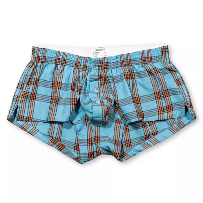 Sous-vêtements pour hommes slips amples respirants taille basse pantalons à carreaux sexy faits maison coton camarade