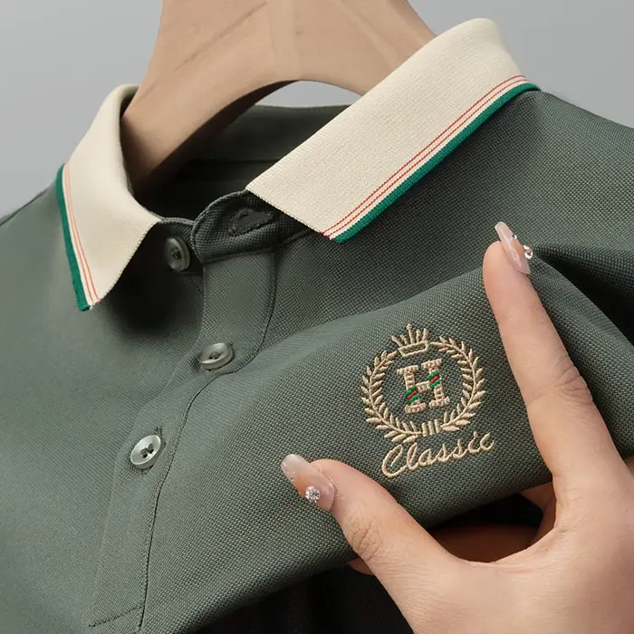 Paul's T-shirt d'été à manches courtes pour homme avec col ajusté et polo brodé, haut paresseux, dis